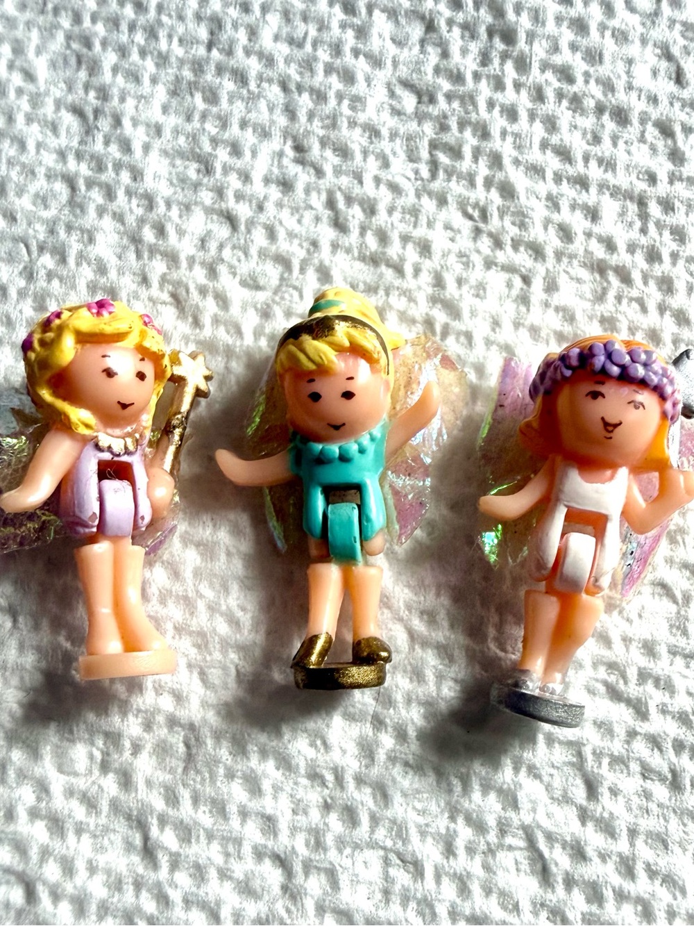Vintage Polly Pocket Fairy Doll set of 3 Iridescent 90s Toy